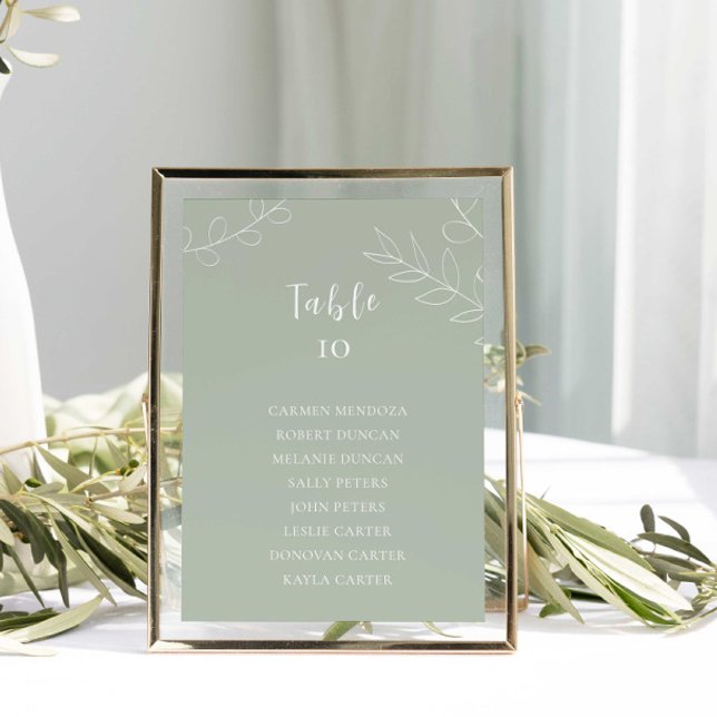 Budget Sage Green Wedding Seating Chart Table Card (Creator Uploaded)