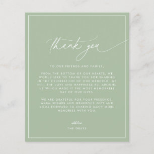 Budget Sage Green Wedding Thank You Card