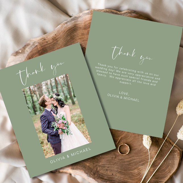 Budget Sage Green Wedding Thank You Photo  Flyer (Creator Uploaded)