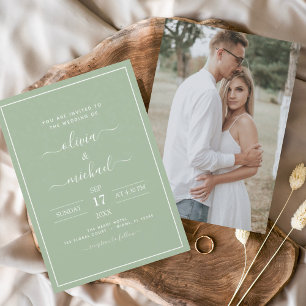 Budget Sage Green Wedding with Photo Invitation Fl Flyer