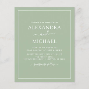 Budget Sage Green Wedding with Photo Invitation Fl Flyer