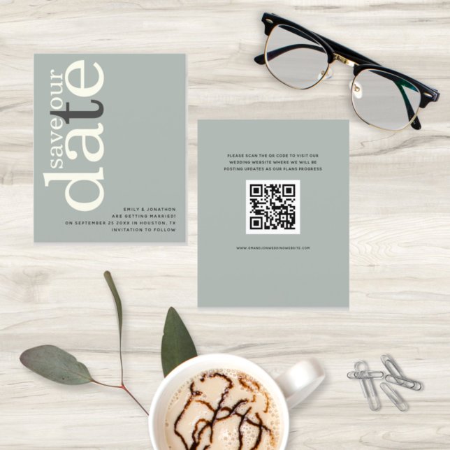 Budget Sage Ivory QR Code Text Save The Date (Creator Uploaded)