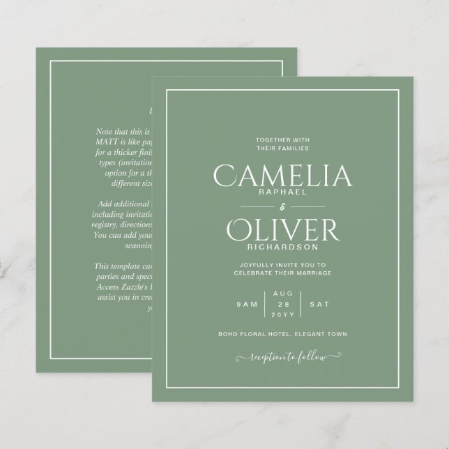 BUDGET Sage MONOCHROME Wedding (Front/Back)