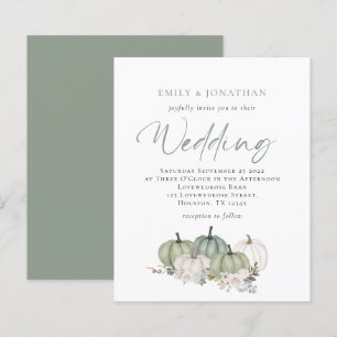 Budget Sage Pumpkins Florals Wedding Invite