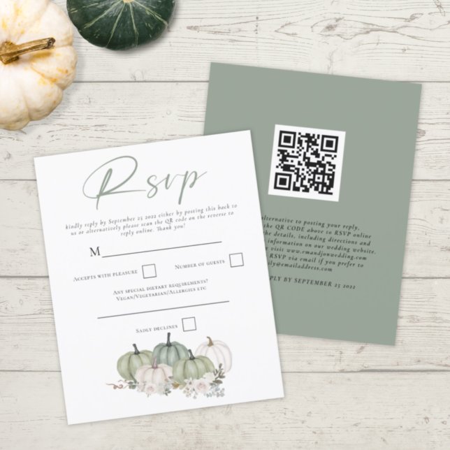 Budget Sage Pumpkins QR Code Wedding RSVP (Creator Uploaded)