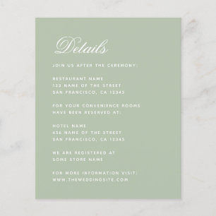 Budget Sage Wedding Details Green Enclosure Card
