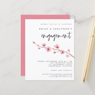 Budget Sakura Cherry Blossom Engagement Invitation