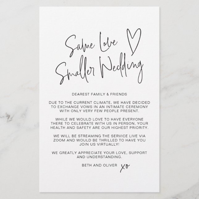 Budget Same Love Smaller Wedding Announcement (Front)