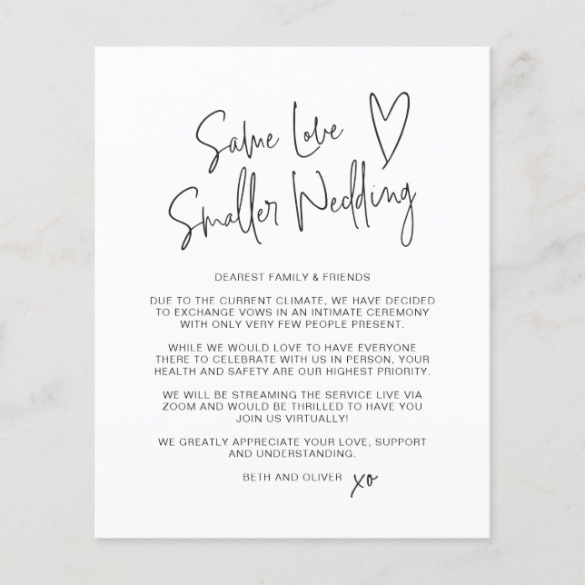 Budget Same Love Smaller Wedding Announcement Flyer (Front)