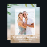 Budget Sand and Sea Beach Photo Christmas Cards<br><div class="desc">Small 4.5" x 5.6" paper Christmas cards feature your favourite vacation or warm weather photo on our blurred sand and seas Christmas holiday card with your message in chic white text. These affordable holiday photo cards are printed on 110 lb paper available in 3 sizes. **WHITE ENVELOPES ARE OPTIONAL ON...</div>