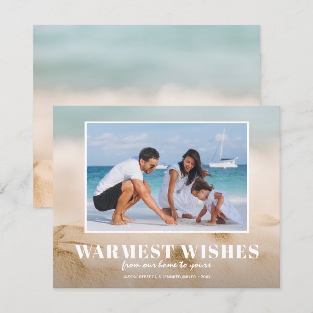 Budget Sand and Sea Beach Photo Christmas Cards (Front/Back)