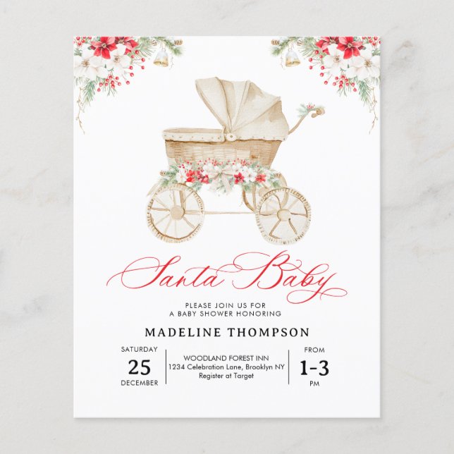 BUDGET Santa Baby Christmas Stroller Baby Shower (Front)