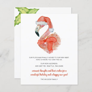 Budget Santa Flamingo We've Moved Holiday Card