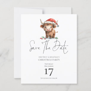 Budget Santa Highland Cow Christmas Save the Date