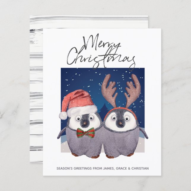 BUDGET Santa Reindeer Christmas Penguin Couple (Front/Back)