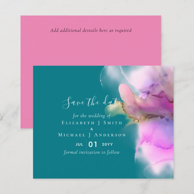 BUDGET Save Dates Technicolor Watercolor Wedding (Front/Back)