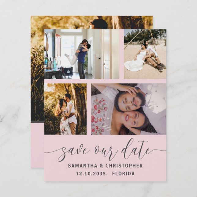 Budget Save Our Date Blush Pink Invitation (Front/Back)