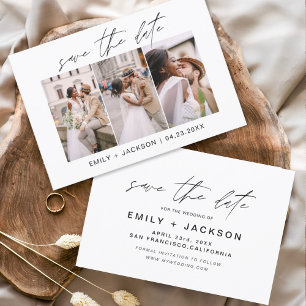 Budget Save the Date 3 Photo Elegant Modern