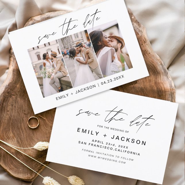 Budget Save the Date 3 Photo Elegant Modern Flyer (Creator Uploaded)
