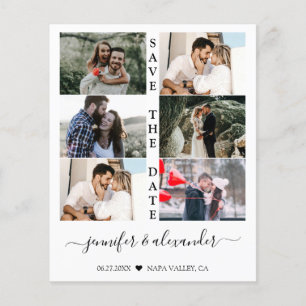 Budget Save the date 6 Photo Collage Typography