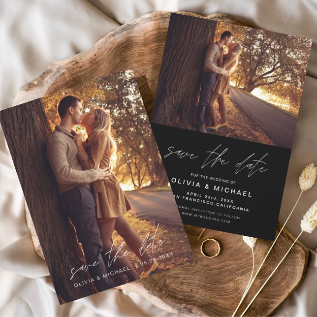 Budget Save the Date Black White Wedding Photo (Creator Uploaded)