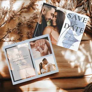 Budget Save the Date Blue Photo Wedding