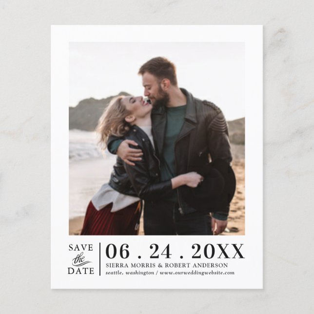 Budget Save the Date Easy Template Vertical Photo (Front)