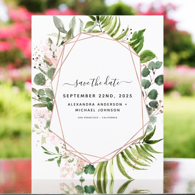 Budget Save the Date Eucalyptus Greenery Geometric (Creator Uploaded)