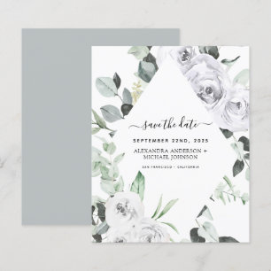 Budget Save the Date Eucalyptus White Floral