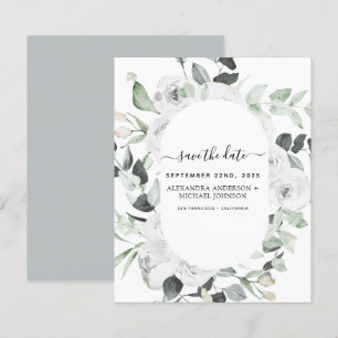 Budget Save the Date Eucalyptus White Floral