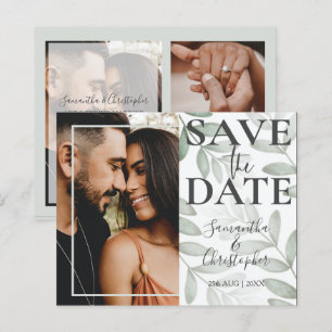 Budget Save the Date Foliage Green Photo Wedding