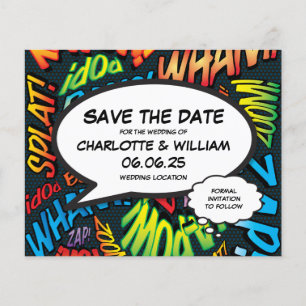 Budget Save the Date Fun Retro Comic Book Pop Art