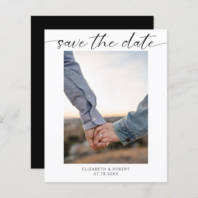 Budget Save the Date Photo Minimal Modern Script (Front/Back)