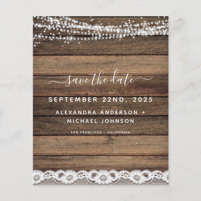 Budget Save the Date Rustic Farmhouse Flyer (Front)