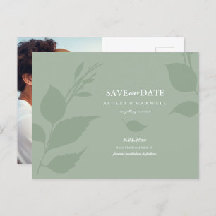 Budget Save The Date Sage Green Announcement Postcard