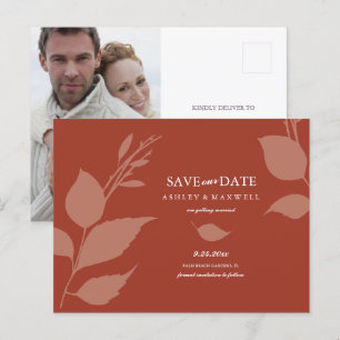 Budget Save The Date Terracotta Announcement Postcard