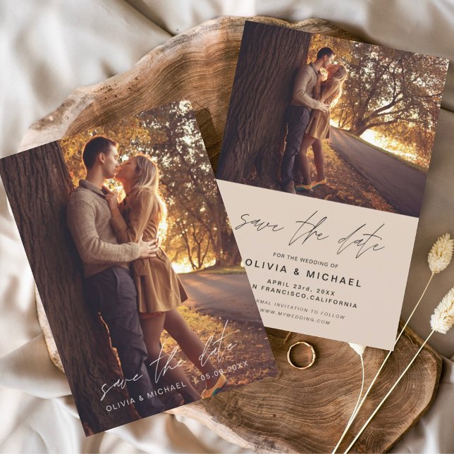 Budget Save the Date Terracotta Wedding Photo Flyer (Creator Uploaded)