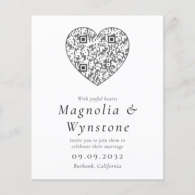 Budget Save the Date Wedding QR Code Invitation (Front)
