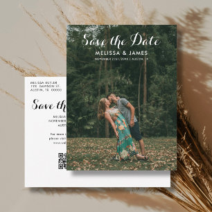 Budget Save The Date Whimsical Photo QR Code Announcement Postcard