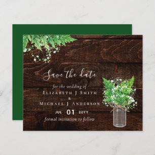 Budget Save the Dates Greenery Ferns Wedding