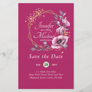 BUDGET Save The Dates Magenta Floral Wreath
