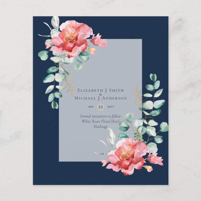 BUDGET SAVE THE DATES - White Roses Floral Flyer (Front)