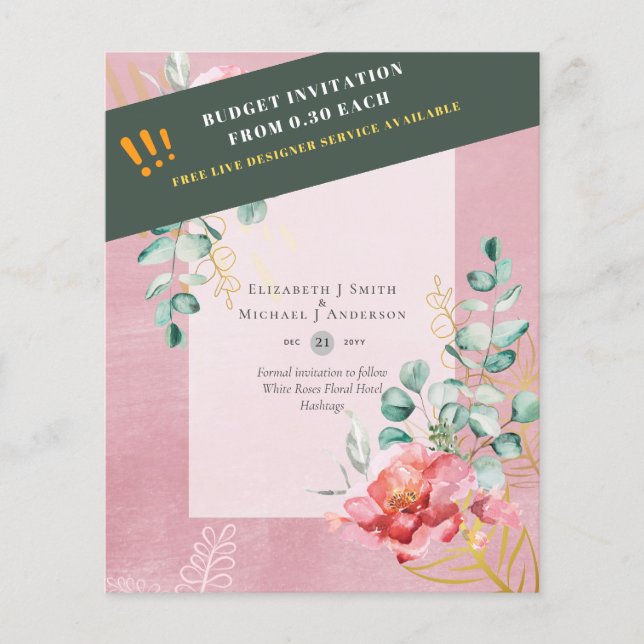BUDGET SAVE THE DATES - White Roses Floral Flyer (Front)