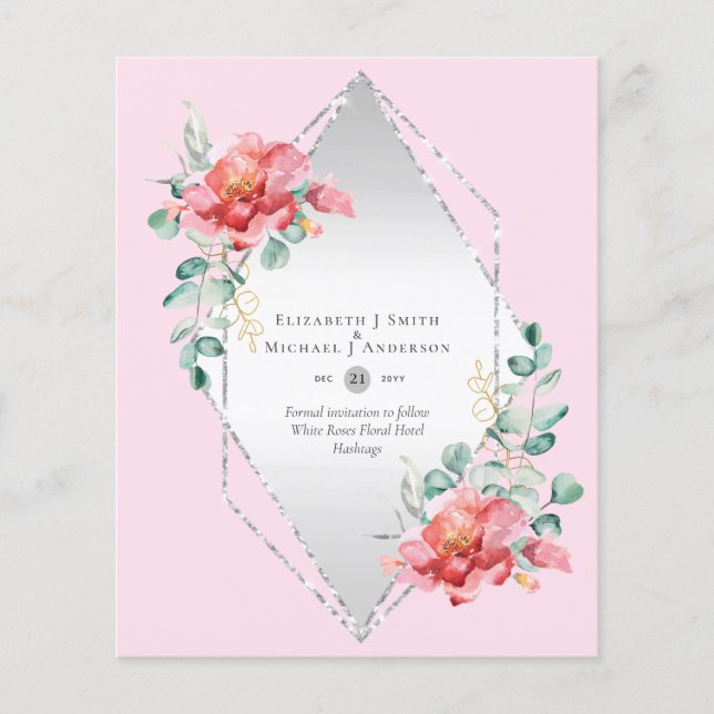 BUDGET SAVE THE DATES - White Roses Floral Flyer (Front)