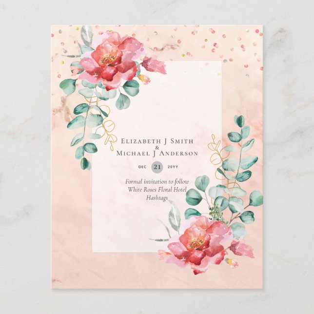 BUDGET SAVE THE DATES - White Roses Floral Flyer (Front)
