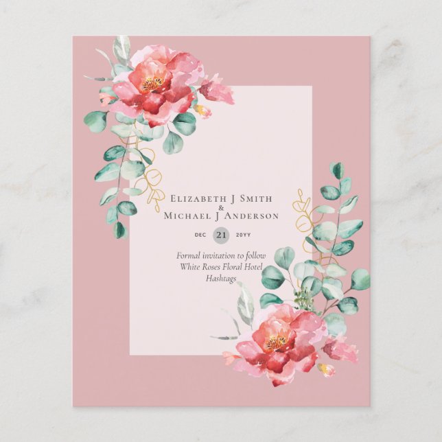 BUDGET SAVE THE DATES - White Roses Floral Flyer (Front)