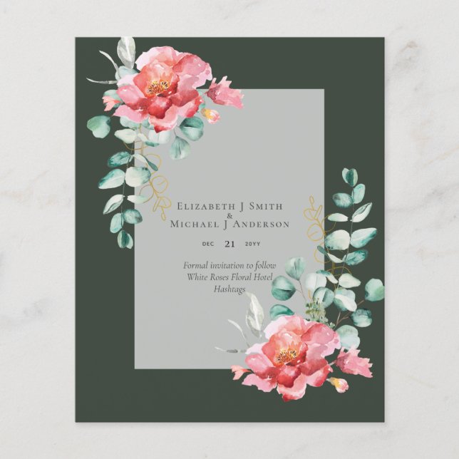 BUDGET SAVE THE DATES - White Roses Floral Flyer (Front)