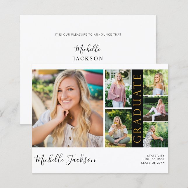 Budget School Spirit 6 Photo Graduation Black G An (Front/Back)