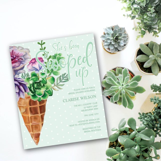 BUDGET Scooped Up Green Bridal Shower Invite (Creator Uploaded)