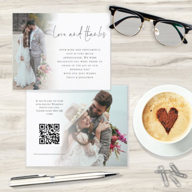 Budget Script 2 Photo Wedding Love Thanks (Front and back view. Budget price smaller alternative.)